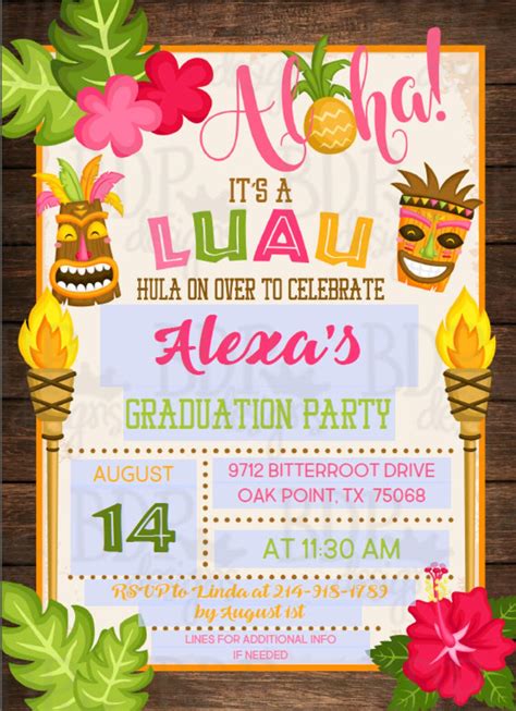 luau graduation party invitations